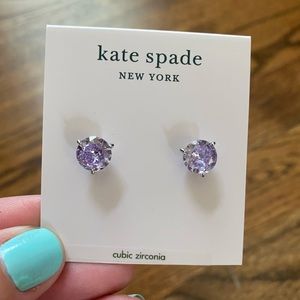 Kate Spade Brillant Statements Tri-prong Studs in Light Amethyst